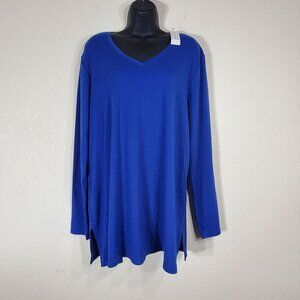 Lane Bryant Womens Blue Long Sleeve V-Neck Tunic Top Size 18/20 NWT